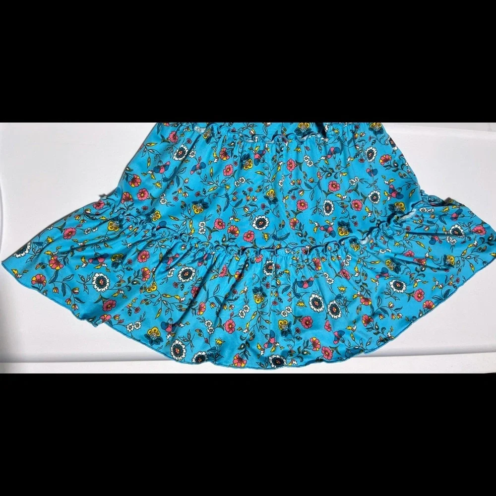 Kids Girls Size XS 4/5 Maxi Dress Set Of 2 Tie Dye Unicorn & Blue Flowers NEW